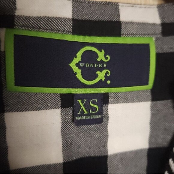 C. Wonder Womens Black White Buffalo Check Top XS - Picture 5 of 6